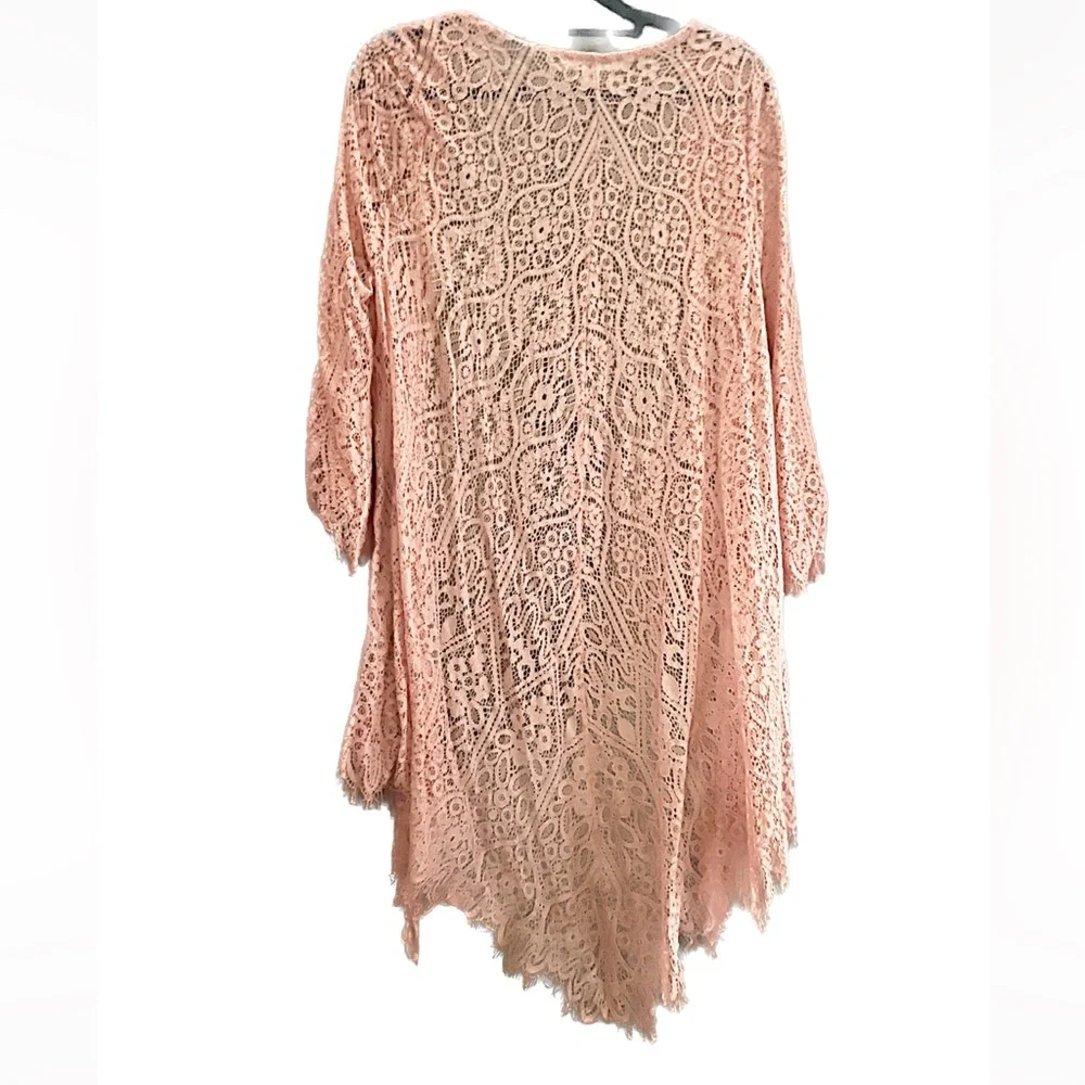 KIMONO 🌟 Long PINK Lace Kimono - Picture 2 of 6